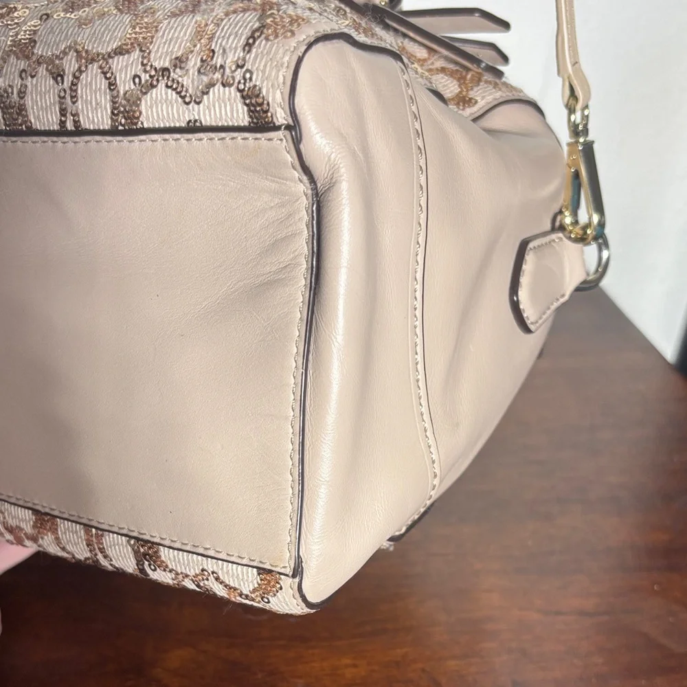 Coach Poppy 2013 East/West Satchel/Crossbody in Sequin w Satin Purple Inside - Picture 3 of 16